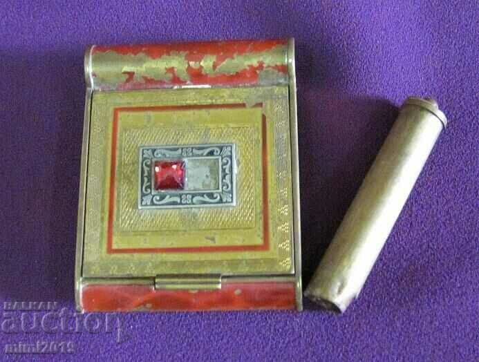 Art Deco Stara Poudriera with Lipstick - 7 Art Deco Stara Poudriera with Lipstick - 7