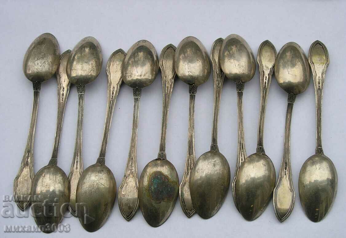 12 БРОЯ СТАРИ СРЕБЪРНИ ЛЪЖИЧКИ /800 ПРОБА/,ОБЩО 148.27 ГРАМА с цена 700.00 лв. | € 357.90 12 БРОЯ СТАРИ СРЕБЪРНИ ЛЪЖИЧКИ /800 ПРОБА/,ОБЩО 148.27 ГРАМА с цена 700.00 лв. | € 357.90