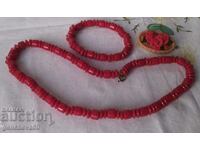 Vintage red coral necklace and bracelet