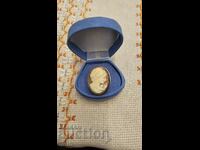 Old silver cameo brooch