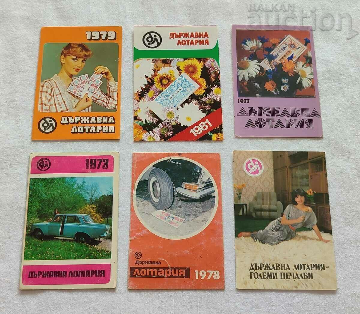 STATE LOTTERY CALENDARS 6 ISSUES 1973-86