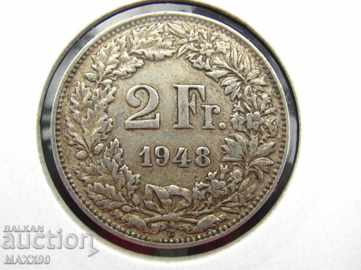 Два франка 1948 година сребро