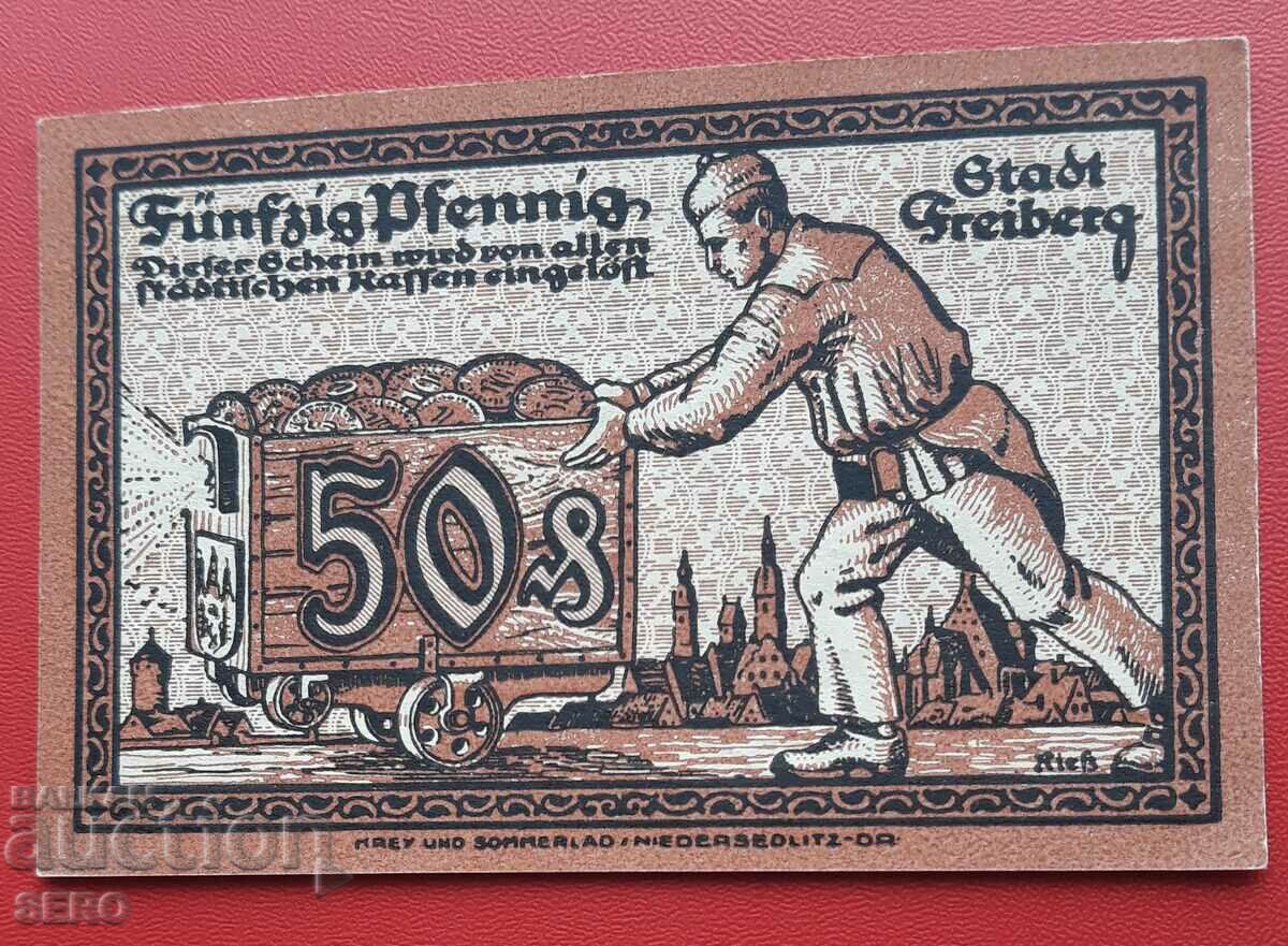 Bancnota-Germania-Saxonia-Freiberg-50 pfennig 1918