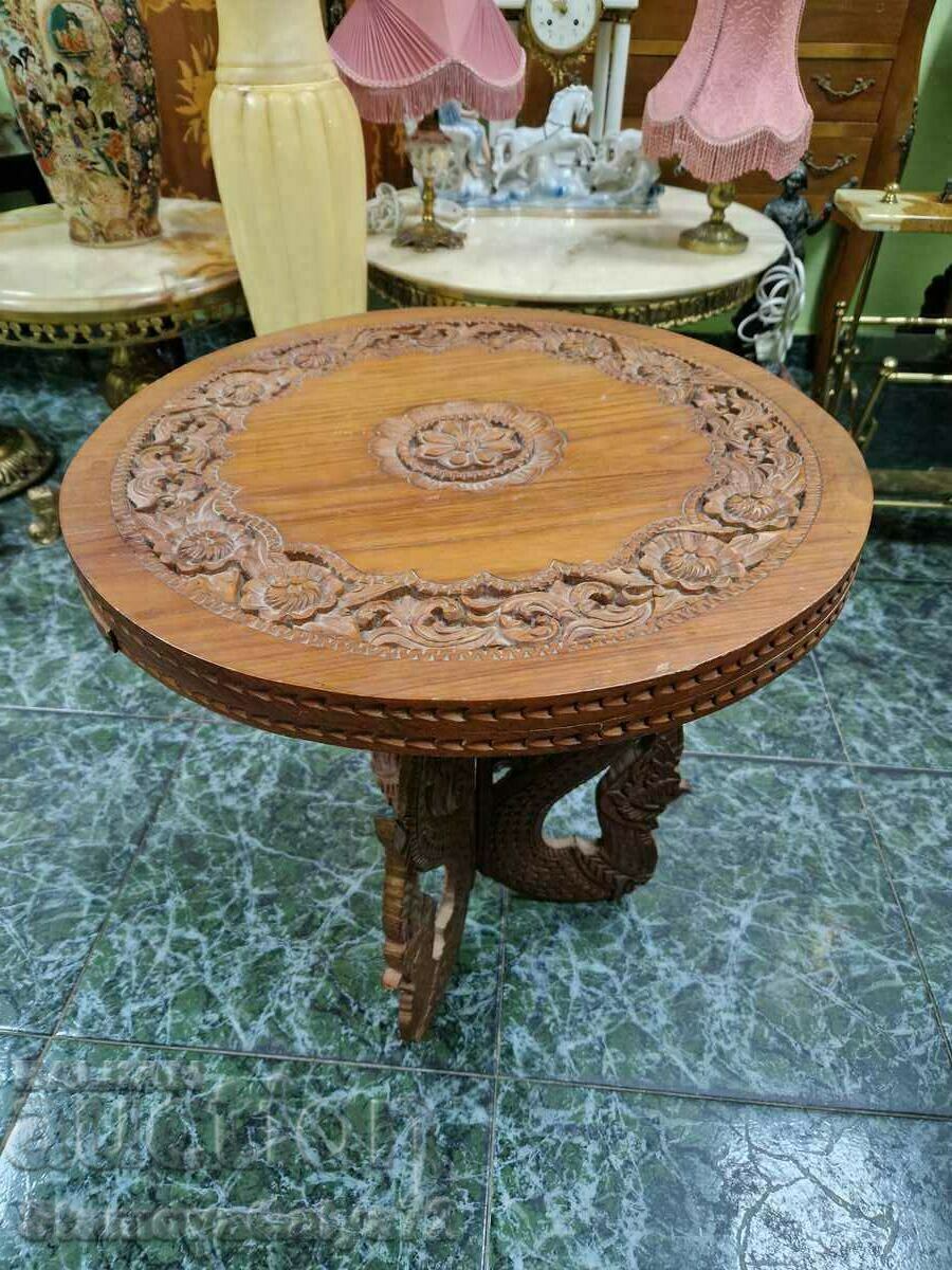 A great large antique wood carving table - 5
