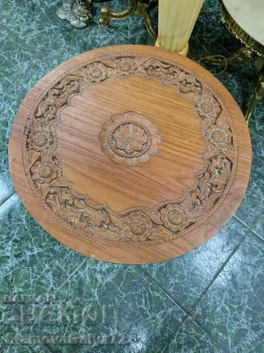 A great large antique wood carving table - 6
