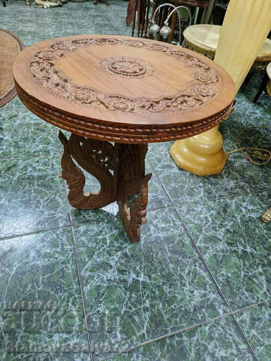A great large antique wood carving table - 7