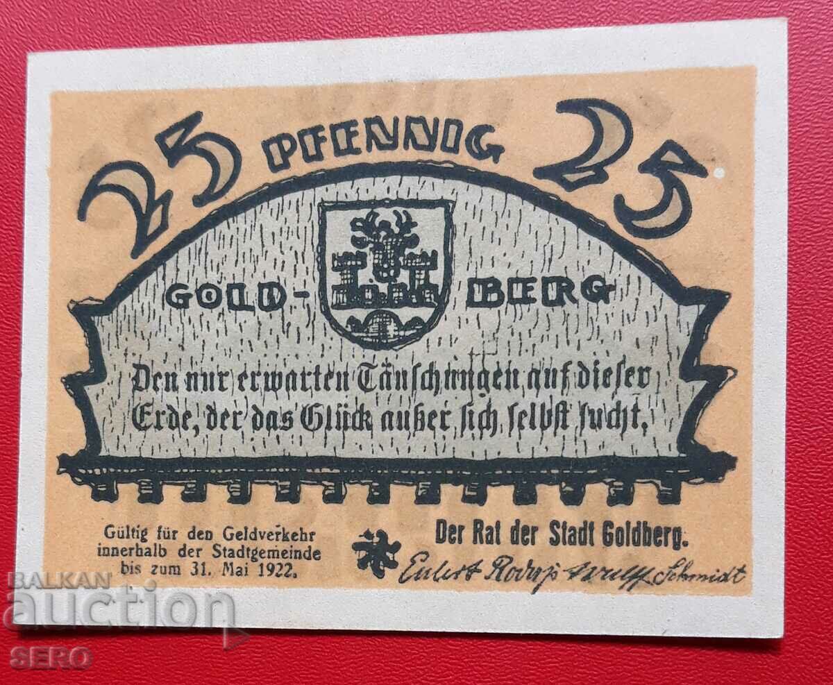 Банкнота-Германия-Мекленбург-Померания-Голдберг-25 пф.1922