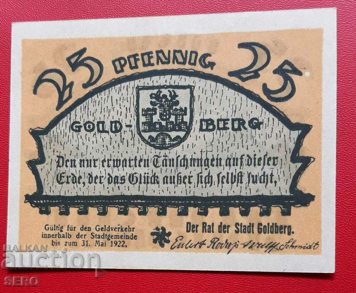 Bancnota-Germania-Mecklenburg-Pomerania-Goldberg-25 pf.1922