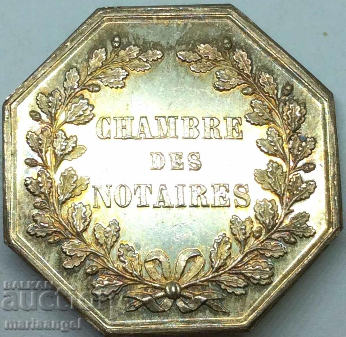 Jeton Franța Camera Notarilor UNC 16.1g argint