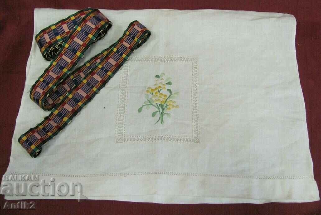 19th Century Hand Embroidered Check and Belt for Costume