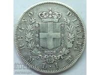 1 лира 1863 Италия М-Милан (Бирмингем) сребро