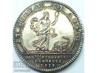 Франция Луи XV  1718 сребрен жетон 7,5г Дълбока Патина