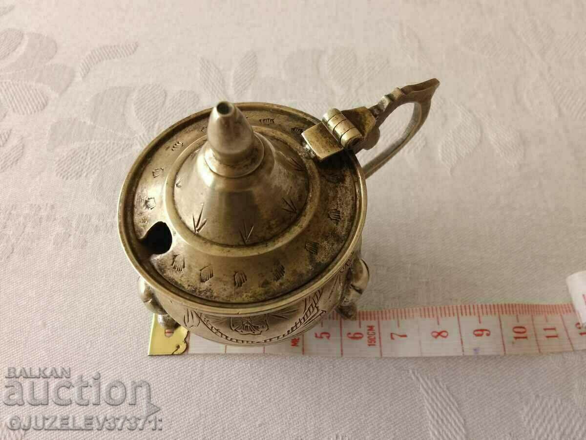 Old Engraved Silver Plated Spice Jar - 7 Old Engraved Silver Plated Spice Jar - 7