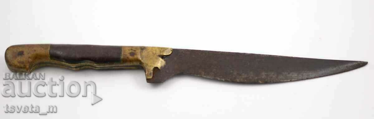 Ottoman knife bronze handle and horn-burnt tugri 3 stars