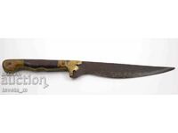 Османски нож бронзова дръжка и чирени от рог тугри 3 звезди