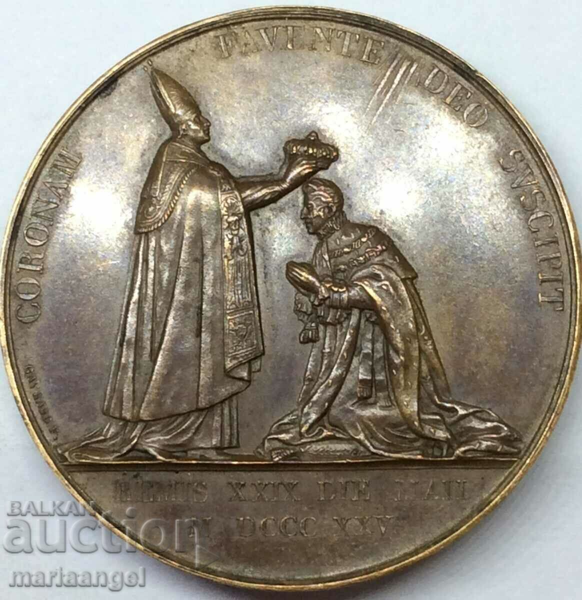 Franța 1825 Încoronarea lui Carol al X-lea medalie 31,6 g bronz