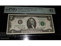 Bancnotă certificată pentru aniversarea de 2 USD din 1976, PMG 45 EPQ!