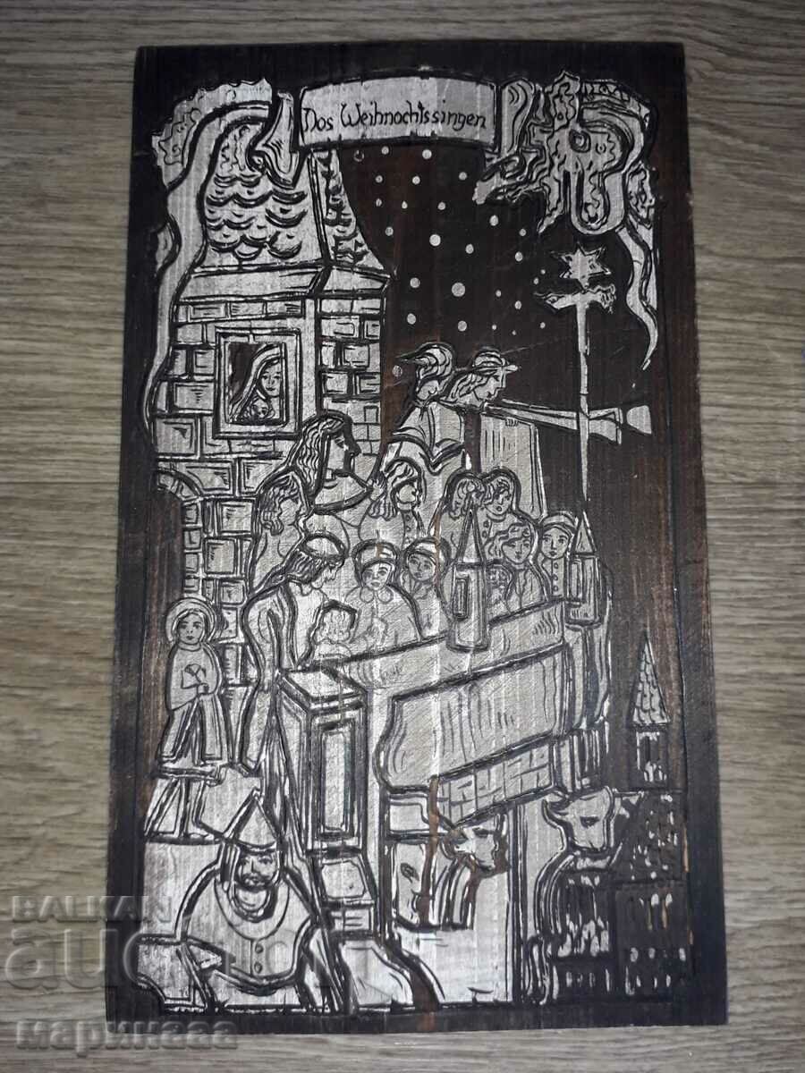 OLD PANEL. RELIGION. WOOD CARVING
