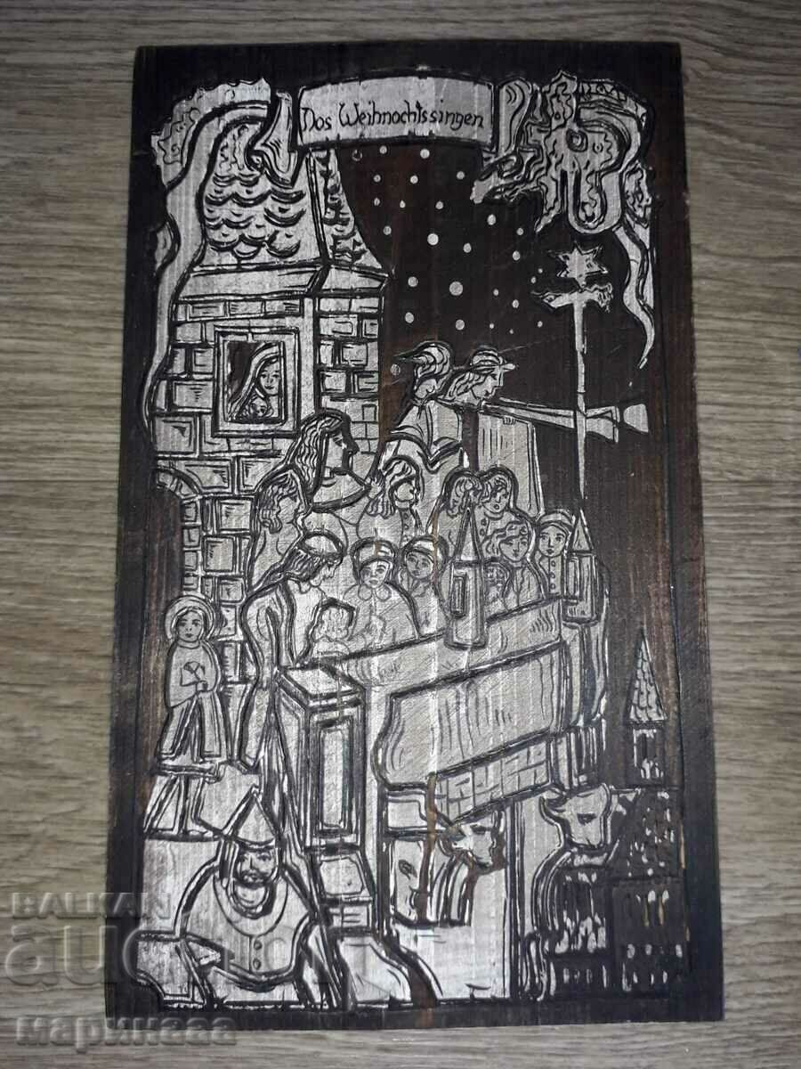 MASSIVE WOOD CARVING. RELIGION. ''CHRISTMAS CAROLS''