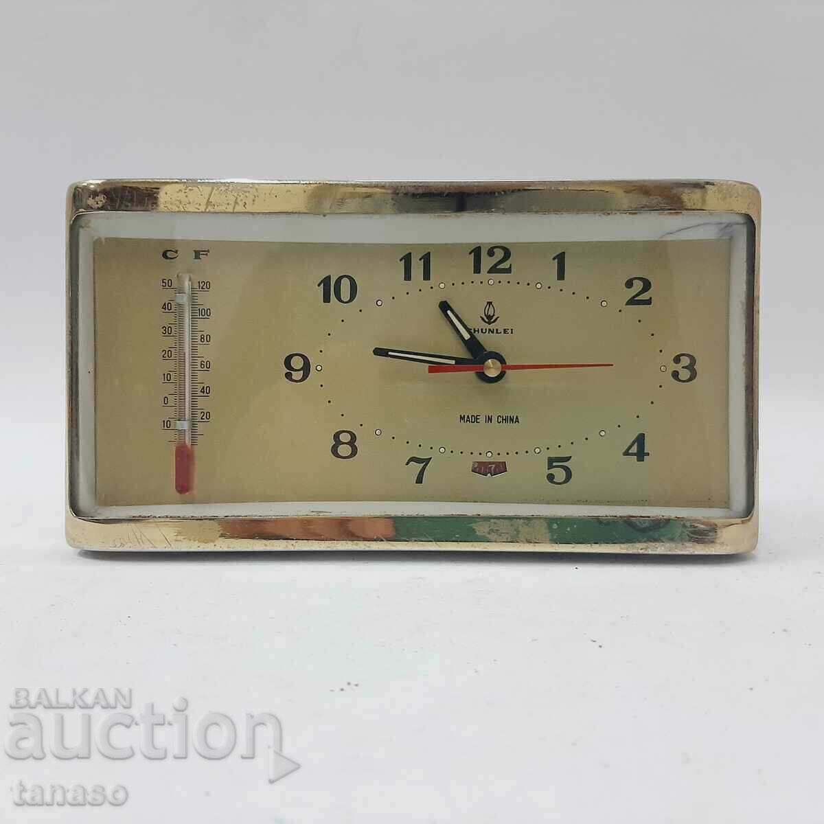 Vechi ceas deșteptător chinezesc cu termometru (1,5)