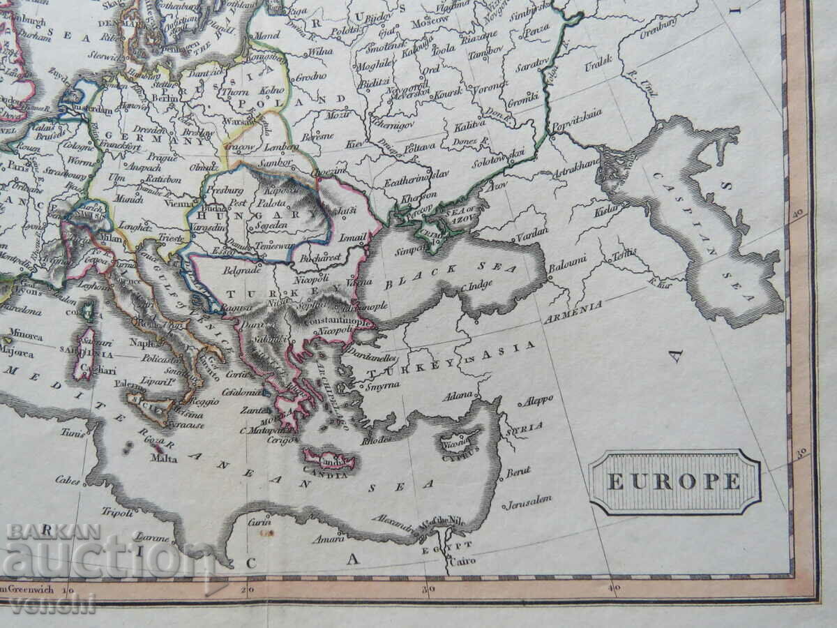 1780 - MAP OF EUROPE - ORIGINAL + with price 59.99 BGN | € 30.67