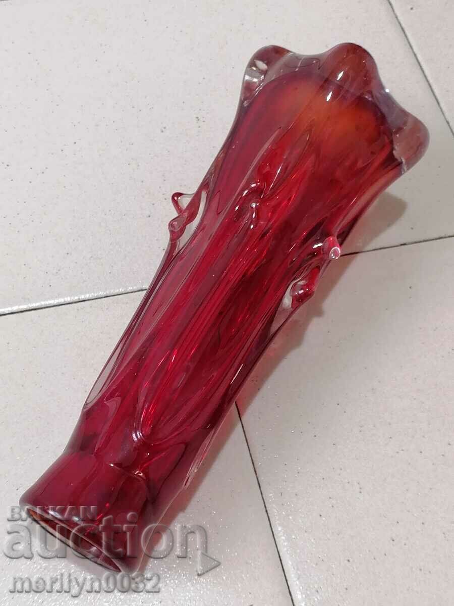 Old red blown glass vase - 5 Old red blown glass vase - 5