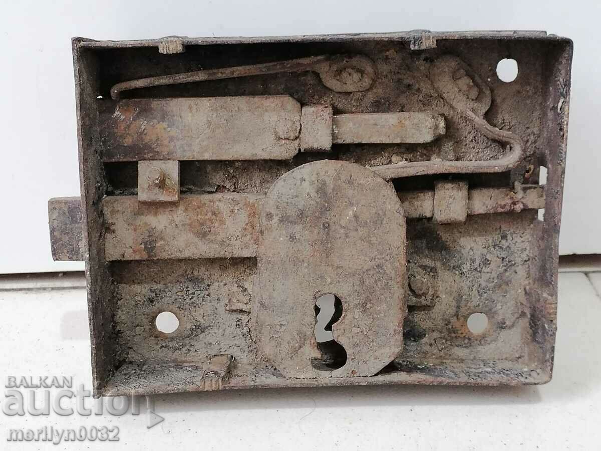 Auction Old hand forged lock primitive latch 19th century Auction Old hand forged lock primitive latch 19th century