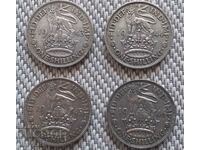 SILVER COINS 1 SHILLING 1943,44,45,46