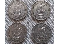 SILVER COINS 1 SHILLING 1943,44,45,46