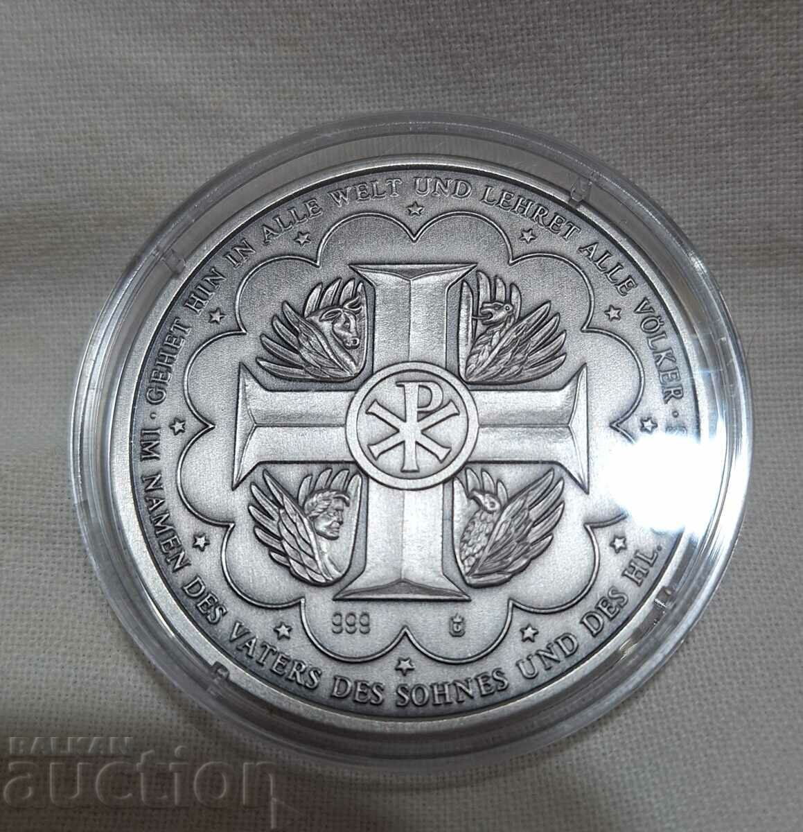 Auction Silver plaque 999--History of Christianity, in capsule Auction Silver plaque 999--History of Christianity, in capsule