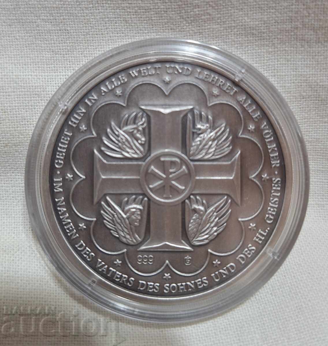 Delivery of Silver plaque 999--History of Christianity, in capsule