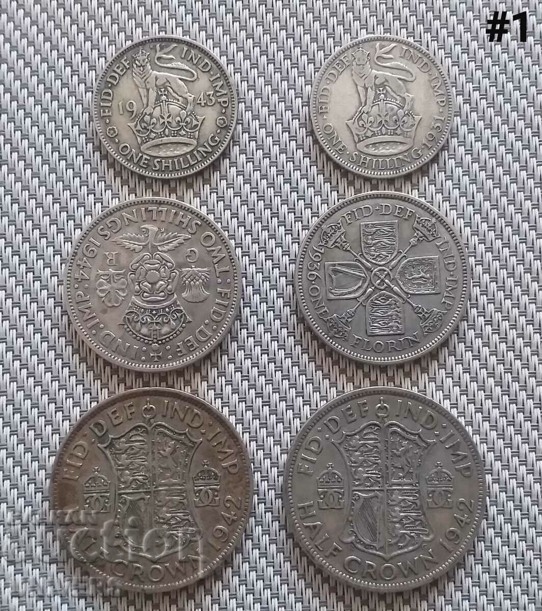 1.2 SHILLING and 1/2 crown SILVER COINS