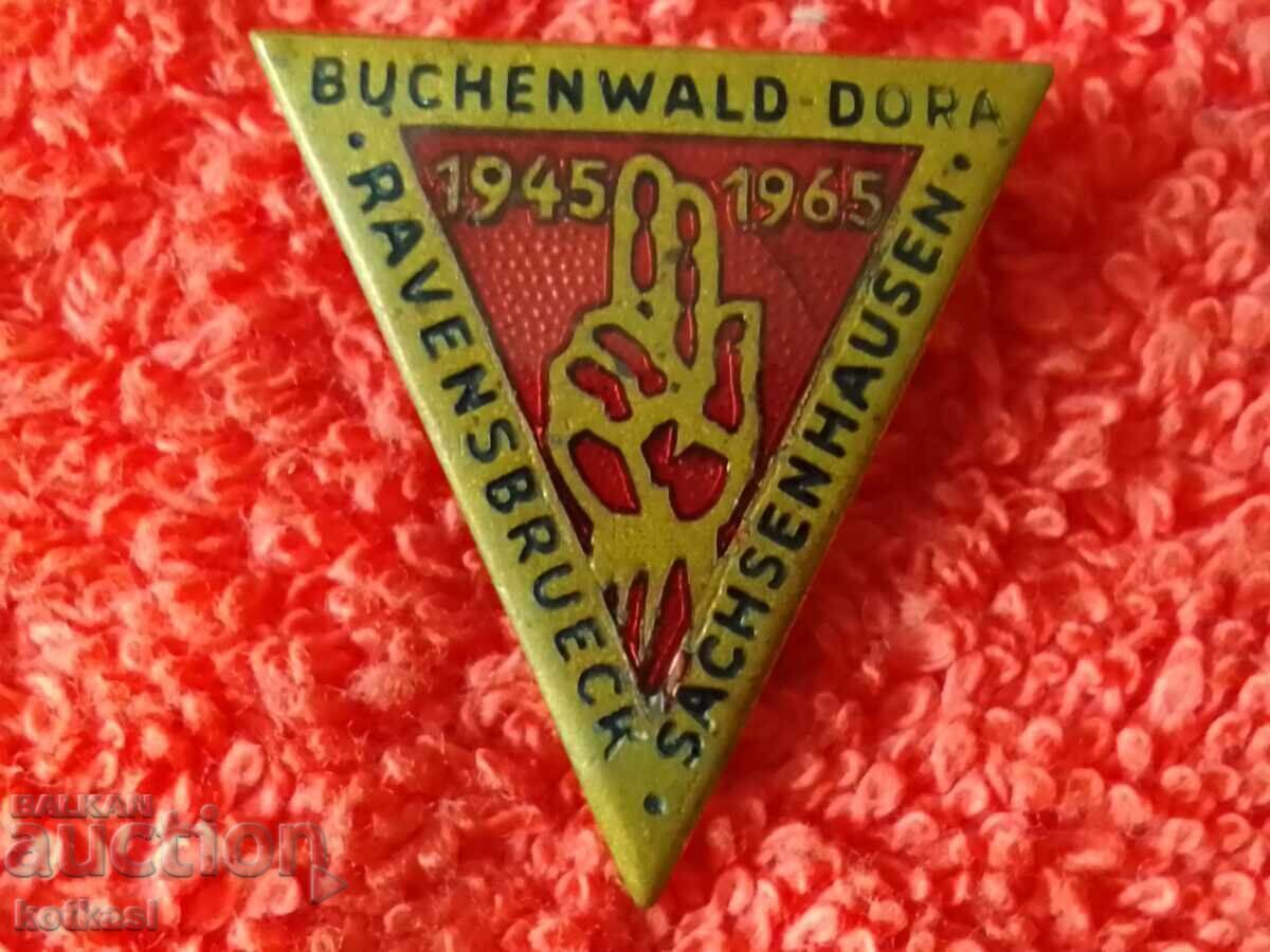 Licitație Vechi insignă email BUCHENWALD -DORA 1945-1965 Buchenwald