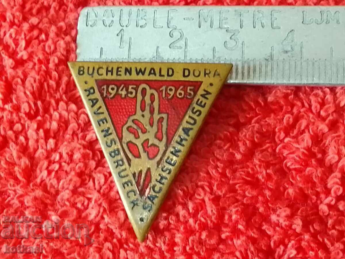Vechi insignă email BUCHENWALD -DORA 1945-1965 Buchenwald