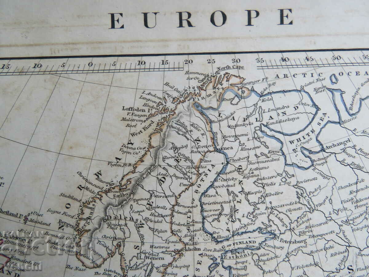 1828 - КАРТА НА ЕВРОПА - ОРИГИНАЛ + с цена € 69.99 | 136.89 лв.
