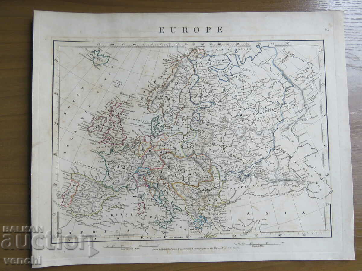1828 - MAP OF EUROPE - ORIGINAL +