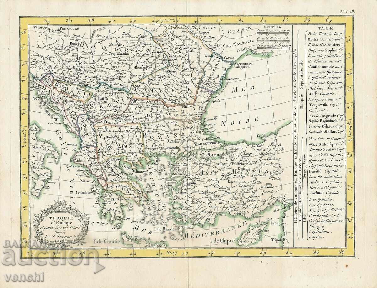 1800 - КАРТА НА ТУРЦИЯ  В  ЕВРОПА - ОРИГИНАЛ +