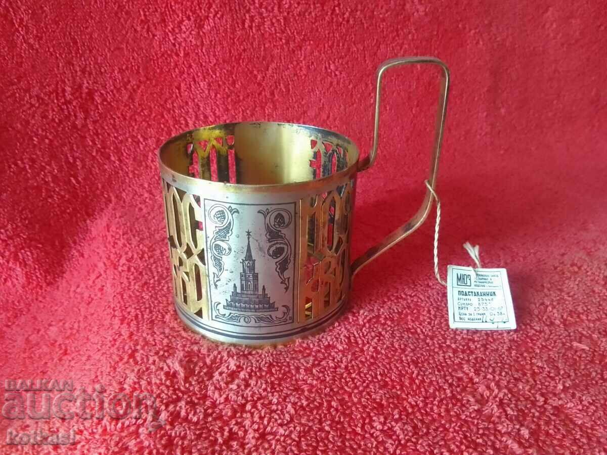 Old silver goblet gilded niello sample 875 MOSCOW