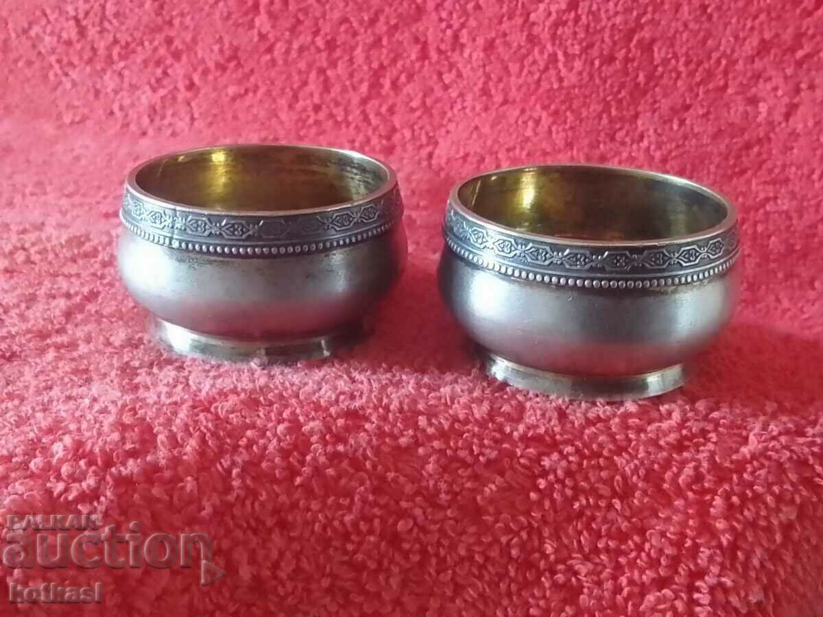 Lot of two silver spice jars marks 875 - 7 Lot of two silver spice jars marks 875 - 7