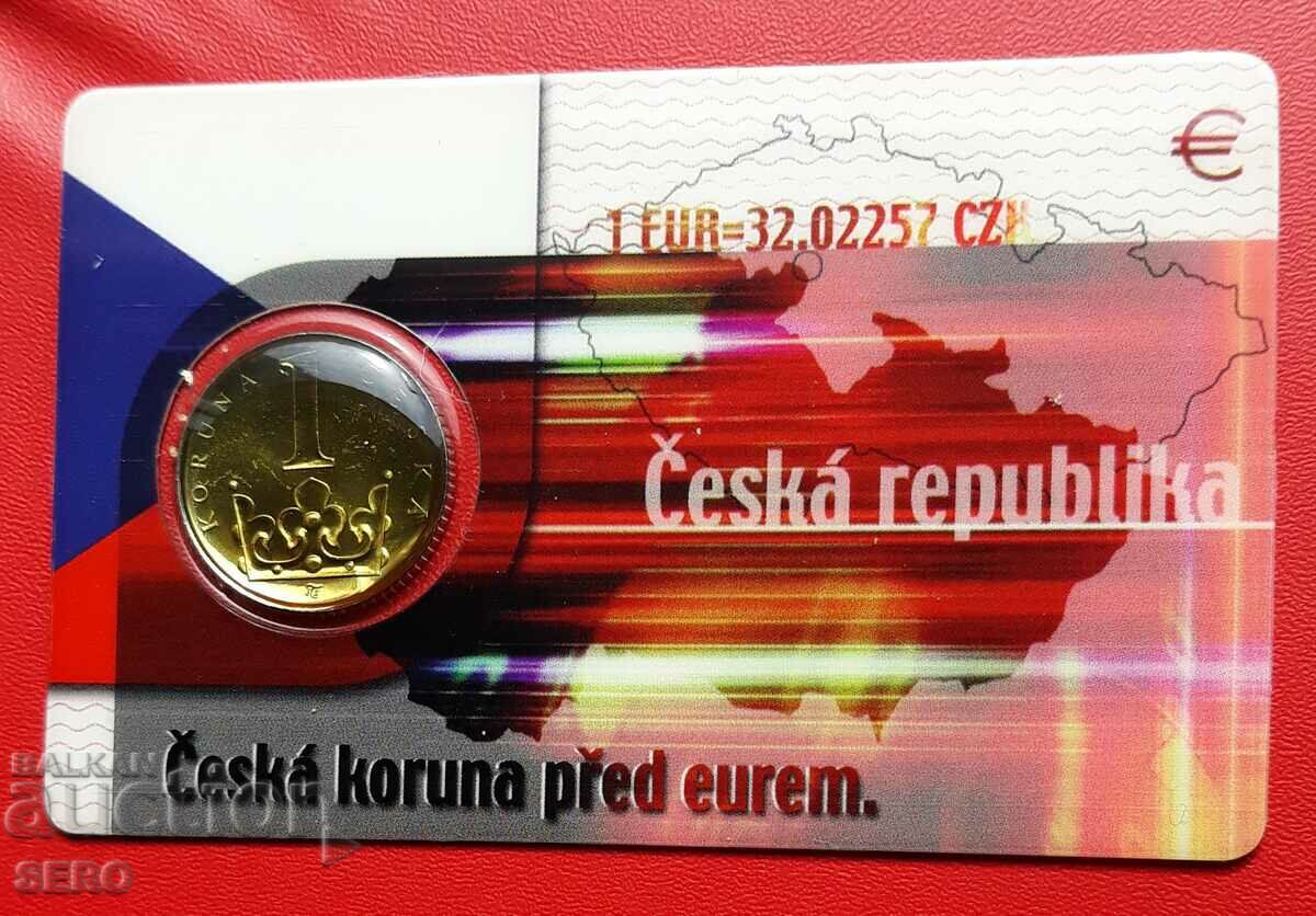 Republica Cehă - card cu monede cu 1 coroană 2002