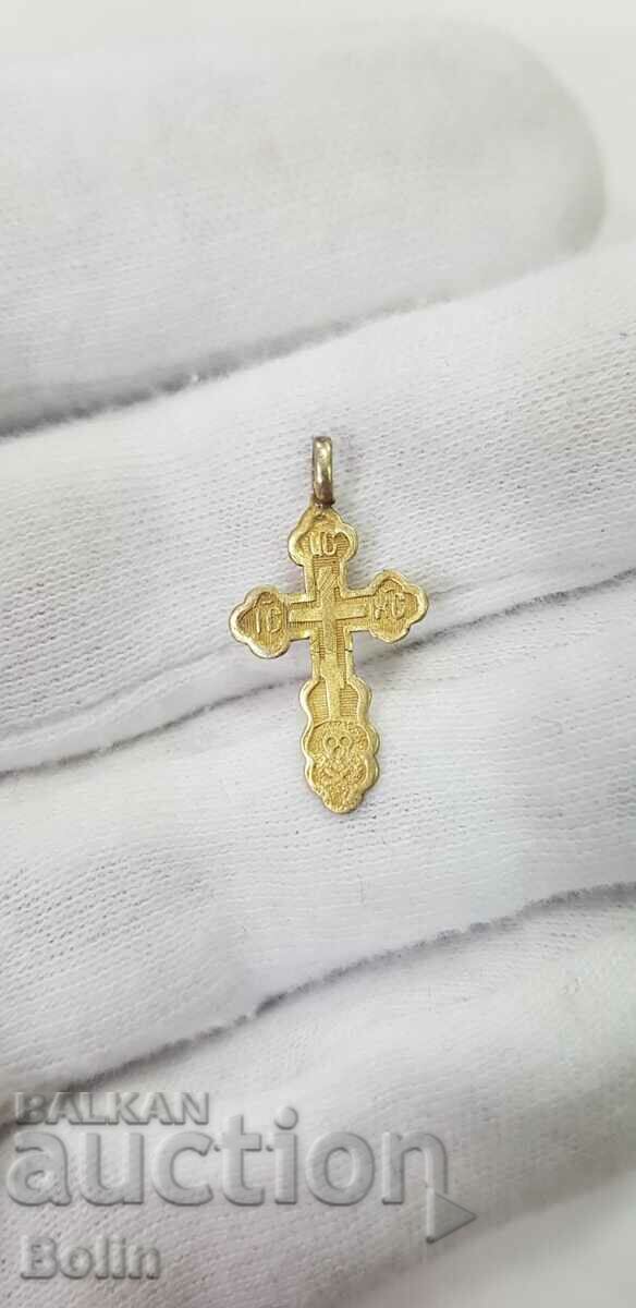 Cruce miniaturală din argint aurit - Rusia țaristă 84 Ave. - IM