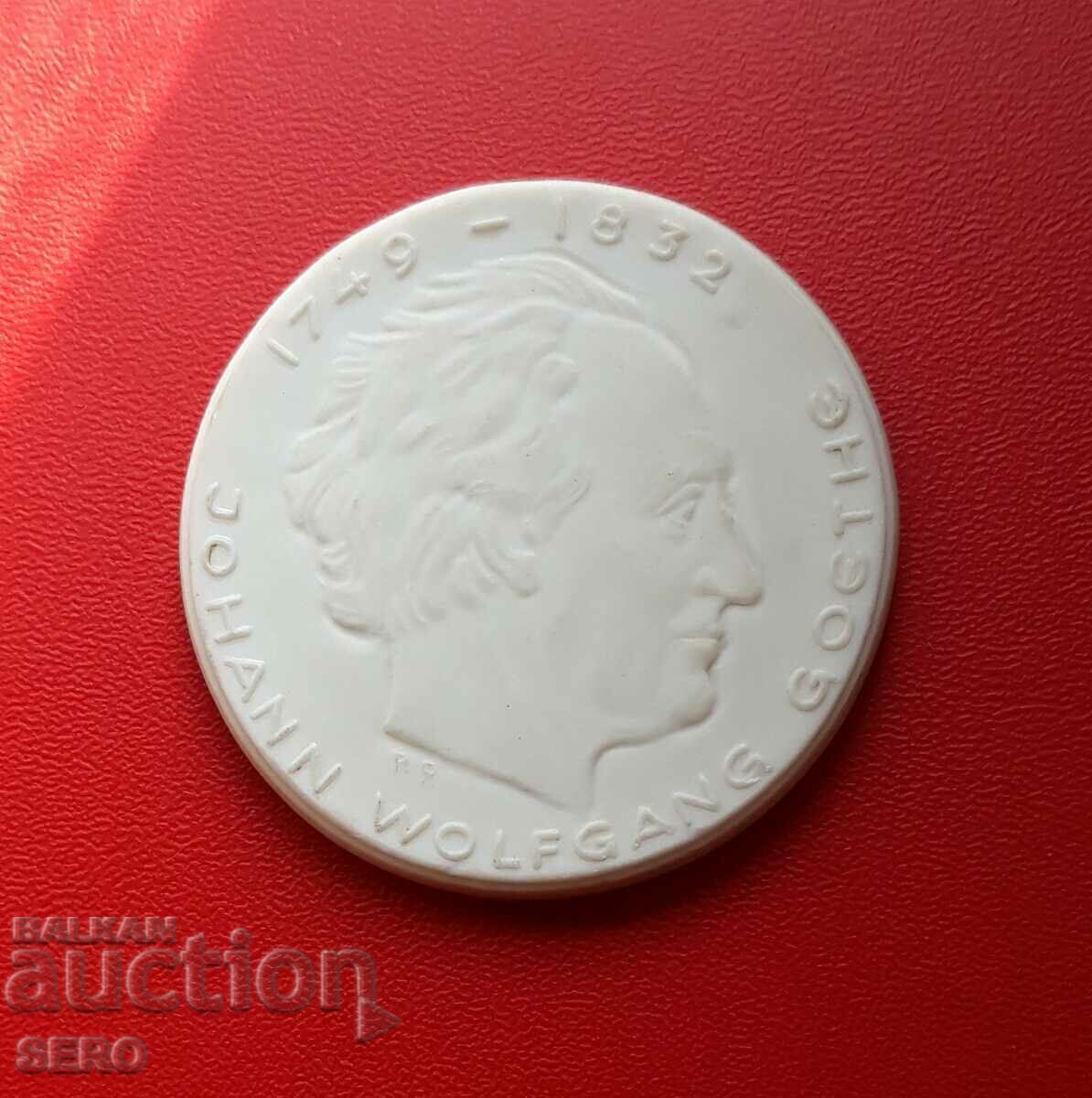 Germany-GDR-Porcelain Medal-Johann Wolfgang von Goethe