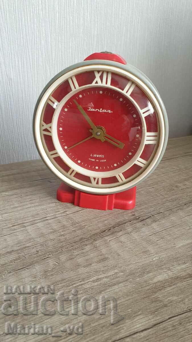Old Russian Mechanical Alarm Clock - Amber -. USSR. - - 6 Old Russian Mechanical Alarm Clock - Amber -. USSR. - - 6