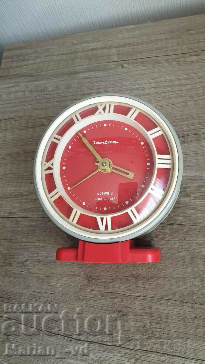 Old Russian Mechanical Alarm Clock - Amber -. USSR. -