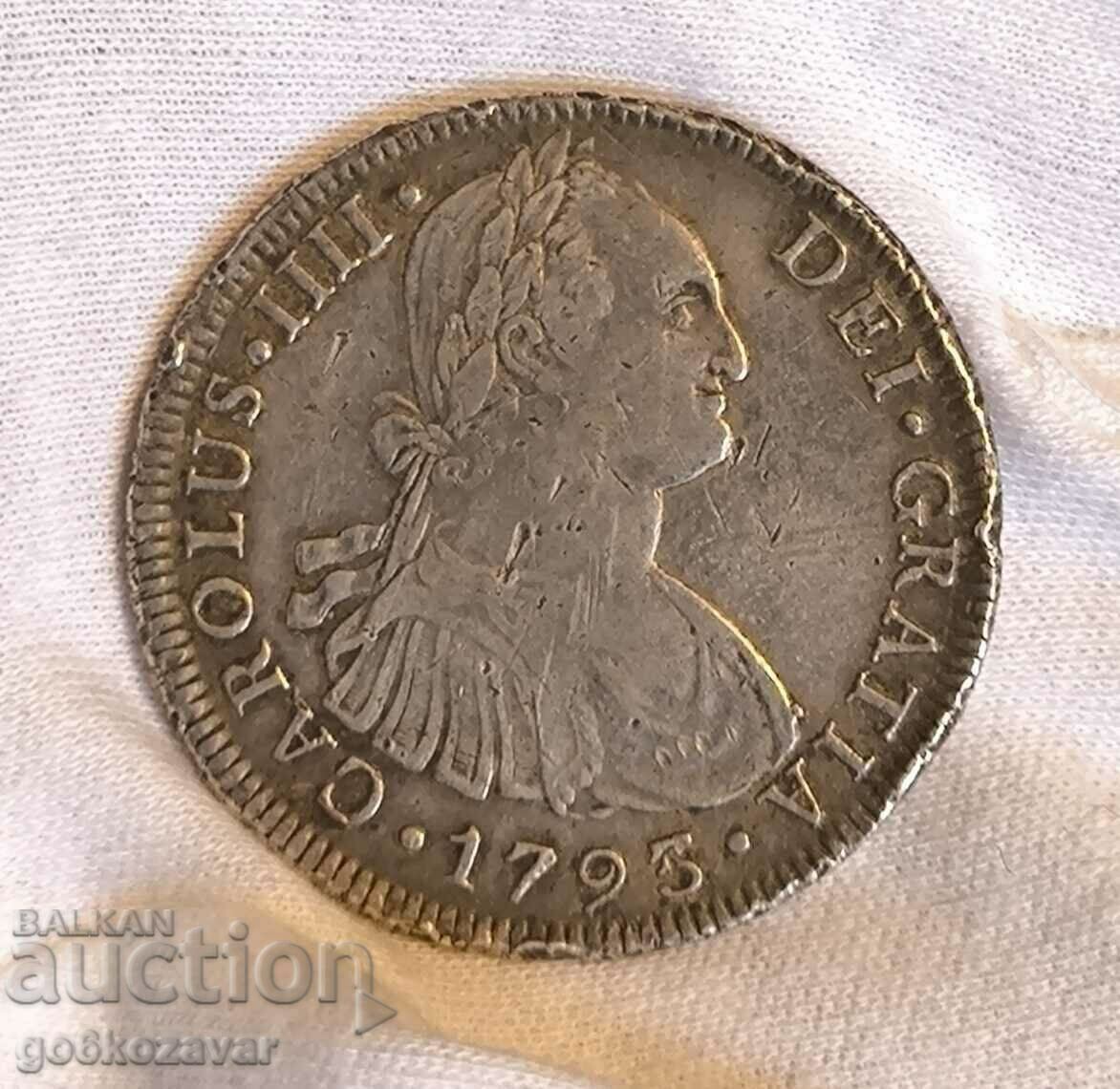 Thaler 8 reales 1793 Silver Spain Colony of Mexico Rare!