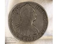 Thaler 8 reales 1806 Silver Spain Colony of Mexico Rare!