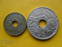 5 and 25 centimes 1930. France