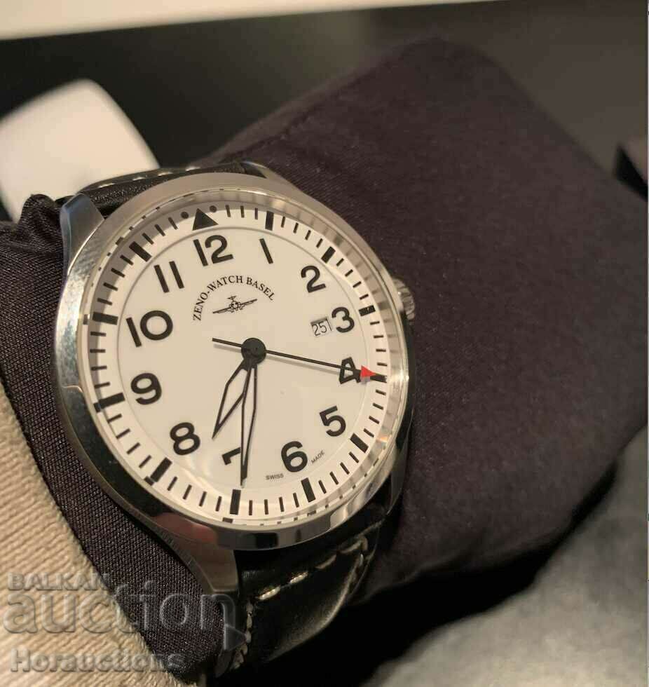 Livrarea ZENO-WATCH BASEL Quartz Precision Navigator White 44mm 5ATM