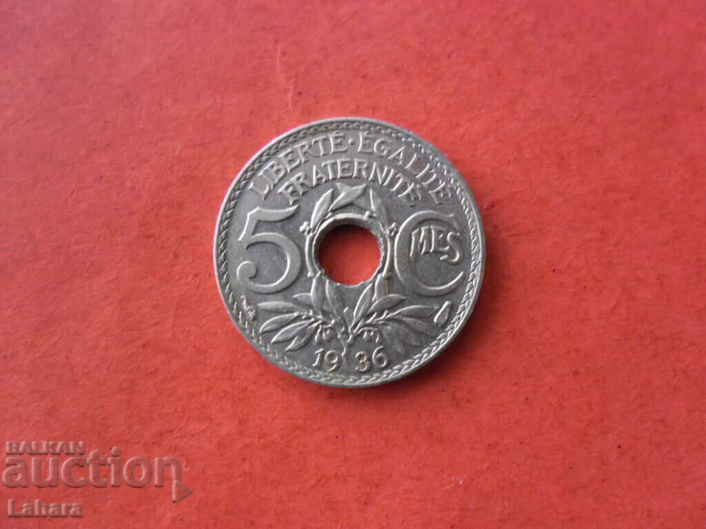 5 centimes 1936. Γαλλία