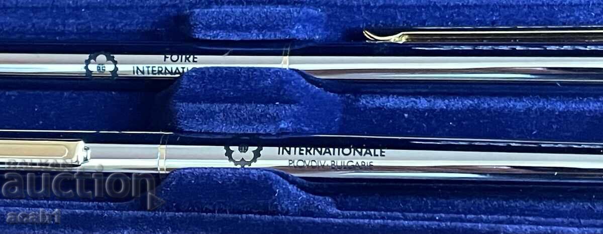 Ballpoint pen set 80s "International Plovdiv Fair" with price 34.99 BGN | € 17.89